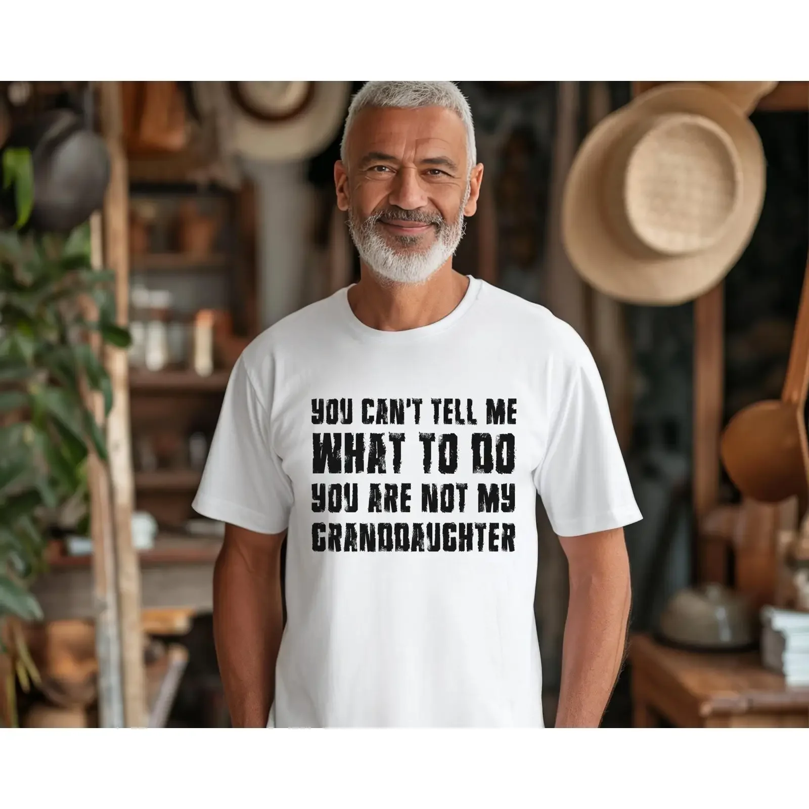 Funny Grandpa T Shirt You Can't Tell Me What To Do Are Not My Granddaughter Father's Day for from vintage Washed streetwear