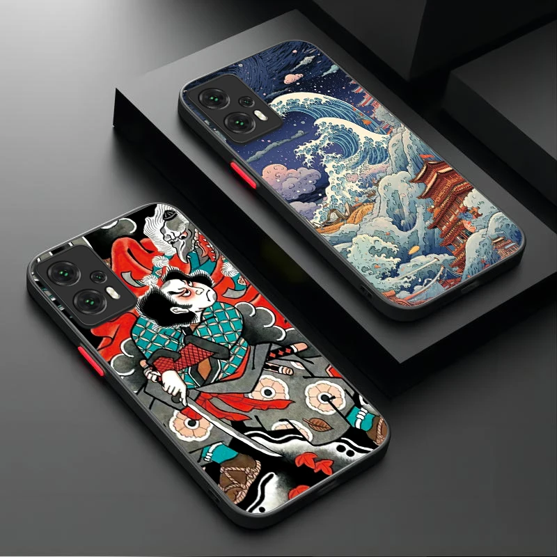 Case For Xiaomi POCO M6 Pro 4G C65 X6X3 NFC X4 GT X5 F3 F4 F5 F6 13T 12T 11T 10T 13 12 11 Lite 5G Japan Ukiyo-e Samurai Sea Wave