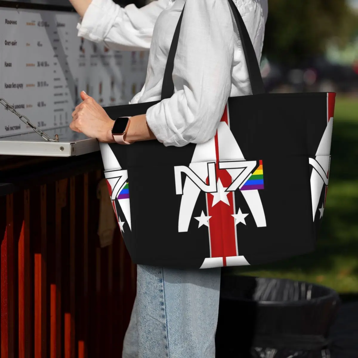 

N7 Pride, Mass Effect Beach Tote Bag Sport Gym Yoga Duffle Large Tote Bag Women Travel Bag Fitness bag
