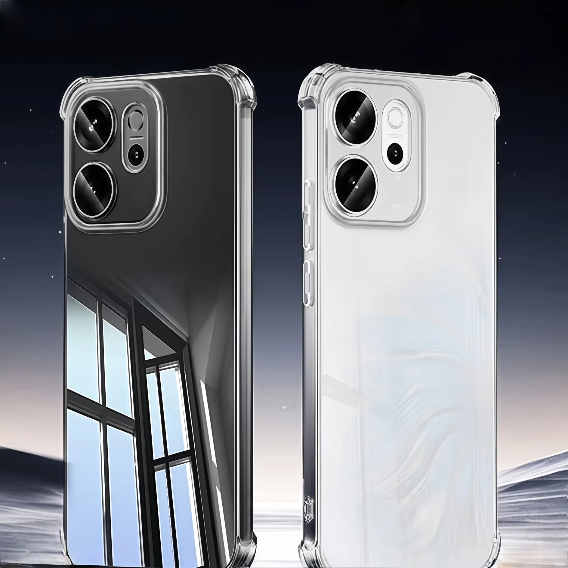 OPPO Reno 14F / 13F / 12F用透明TPU耐衝撃保護電話ケース - クリア