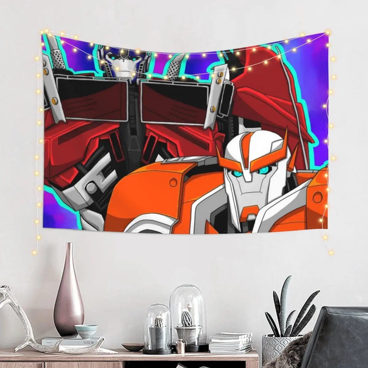 TFP Optimus and Ratchet - Independent Artist Work Tapestry Wallpaper Wall Hanging Tapestry