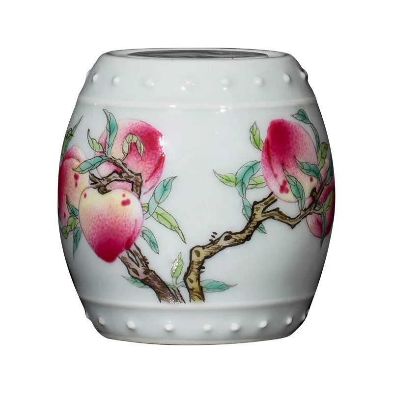 Lid: Cup holder, pot cover, support, enamel color, hand-painted Fushou Wu Tao, handmade tea cup, tea set accessories