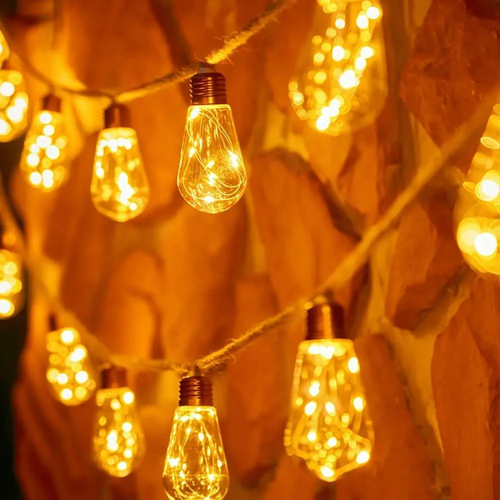 

Waterproof Solar String Lights Rope Lights Bulb Lights Outdoor String Lights Solar Powered Energy Saving Hemp String Lights