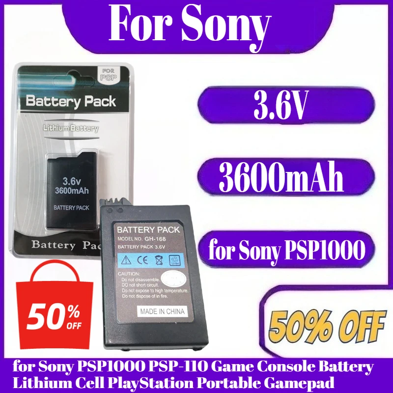 

for Sony PSP1000 PSP-110 Game Console 3.6V 3600mAh Built-in Host Battery Lithium Cell PlayStation Portable Gamepad
