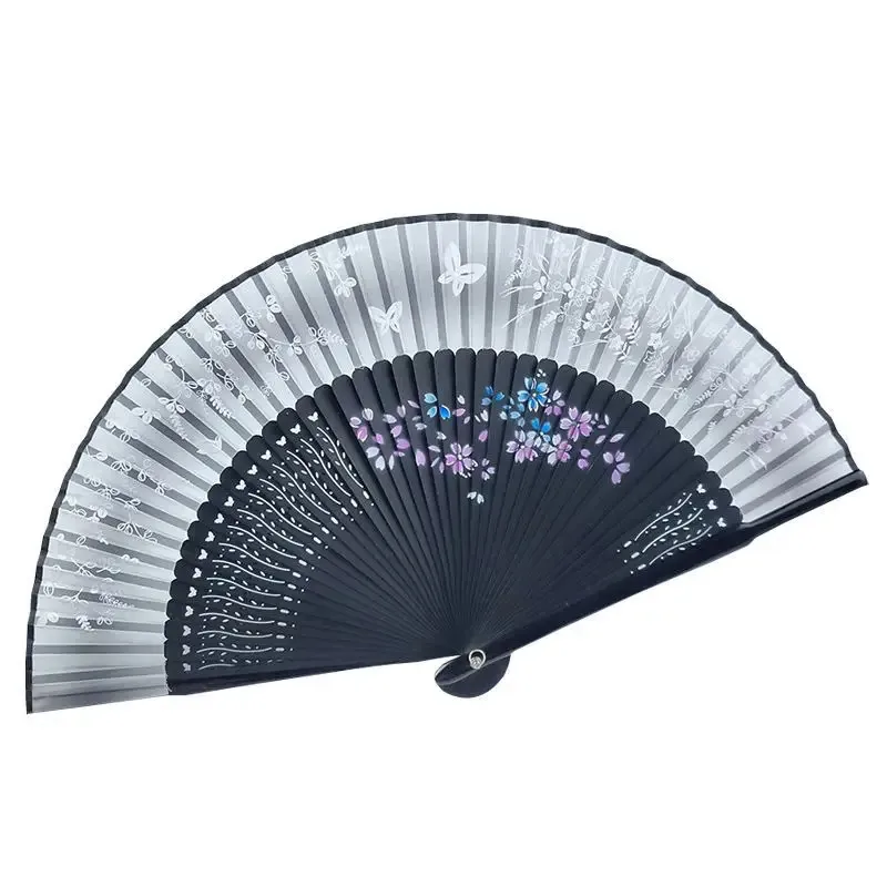 

Ancient Chinese Butterfly Folding Hand Fan with Bamboo Ribs, Hanfu Cheongsam Dance Performance Fan, Portable Summer Fan Gift