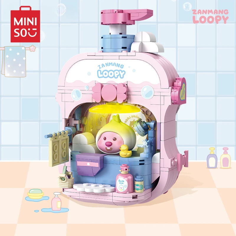 Miniso Fun Series figuras de bloques de construcción, adornos de escritorio, juguetes educativos de ensamblaje, lindos dibujos animados, regalos de cumpleaños para niños