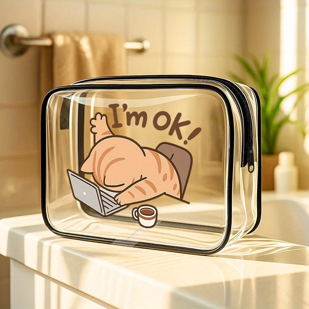 Cartoon Style Small Pvc Toiletry Pouch for Women Perfect for Travel Weekend Getaways Beach Trips and as a Lovely Gift for Her