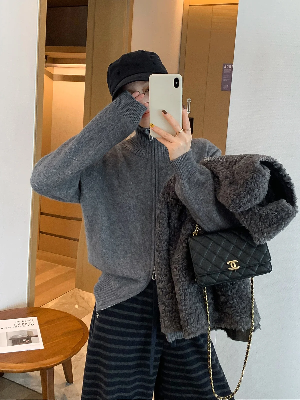 

Шерстяной вязаный свитер с двойной молнией на воротнике, женский модный кардиган Love Devil Fi, новинка осени-зимы 2025, топ-кардиган с открытым передом