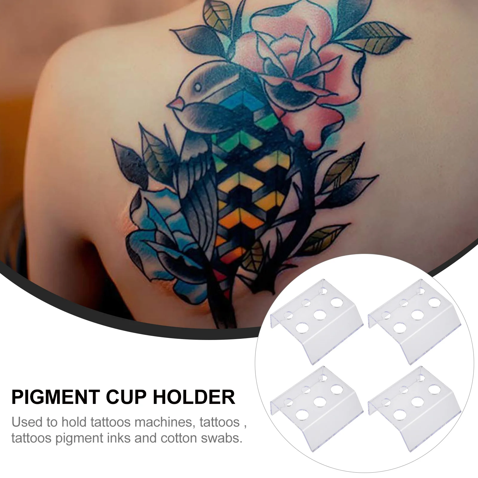 4 قطعة رف ألوان الوشم حامل أكواب الصباغ الأكريليك حامل وضع عمودي دعم لحماية الماكينة مقاومة للصدأ #2