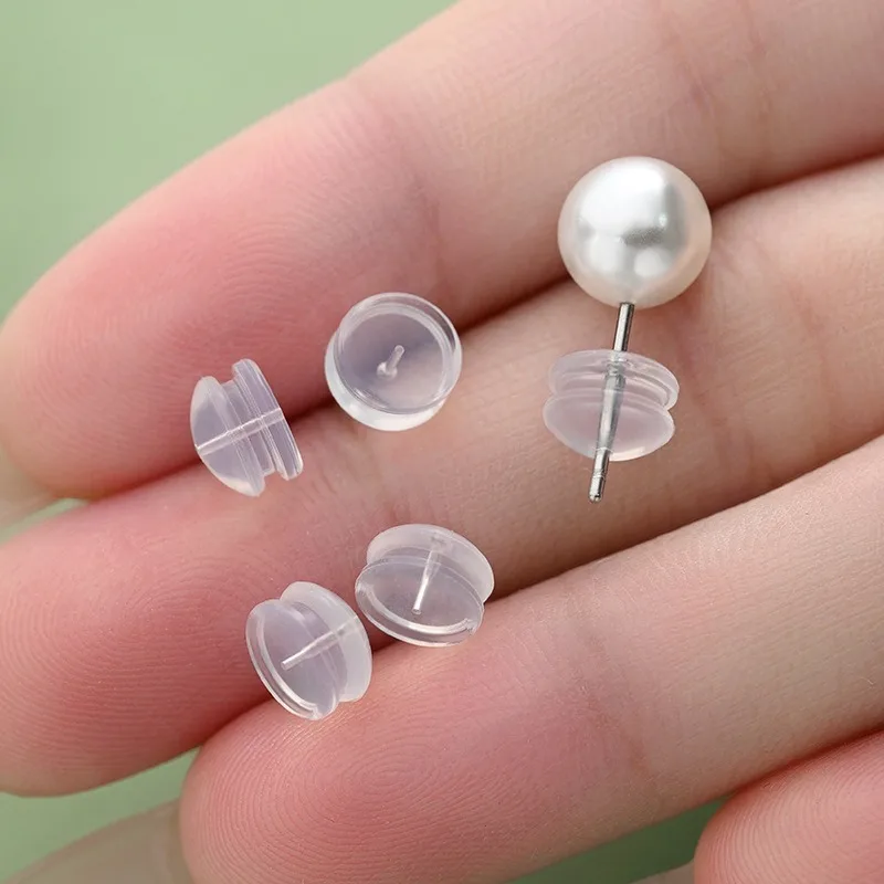 10/200Pcs Hamburger Silicone Ear Backs Clear Soft Rubber Earring Back Stoppers for DIY Jewelry Making Accessories Ear Plugging