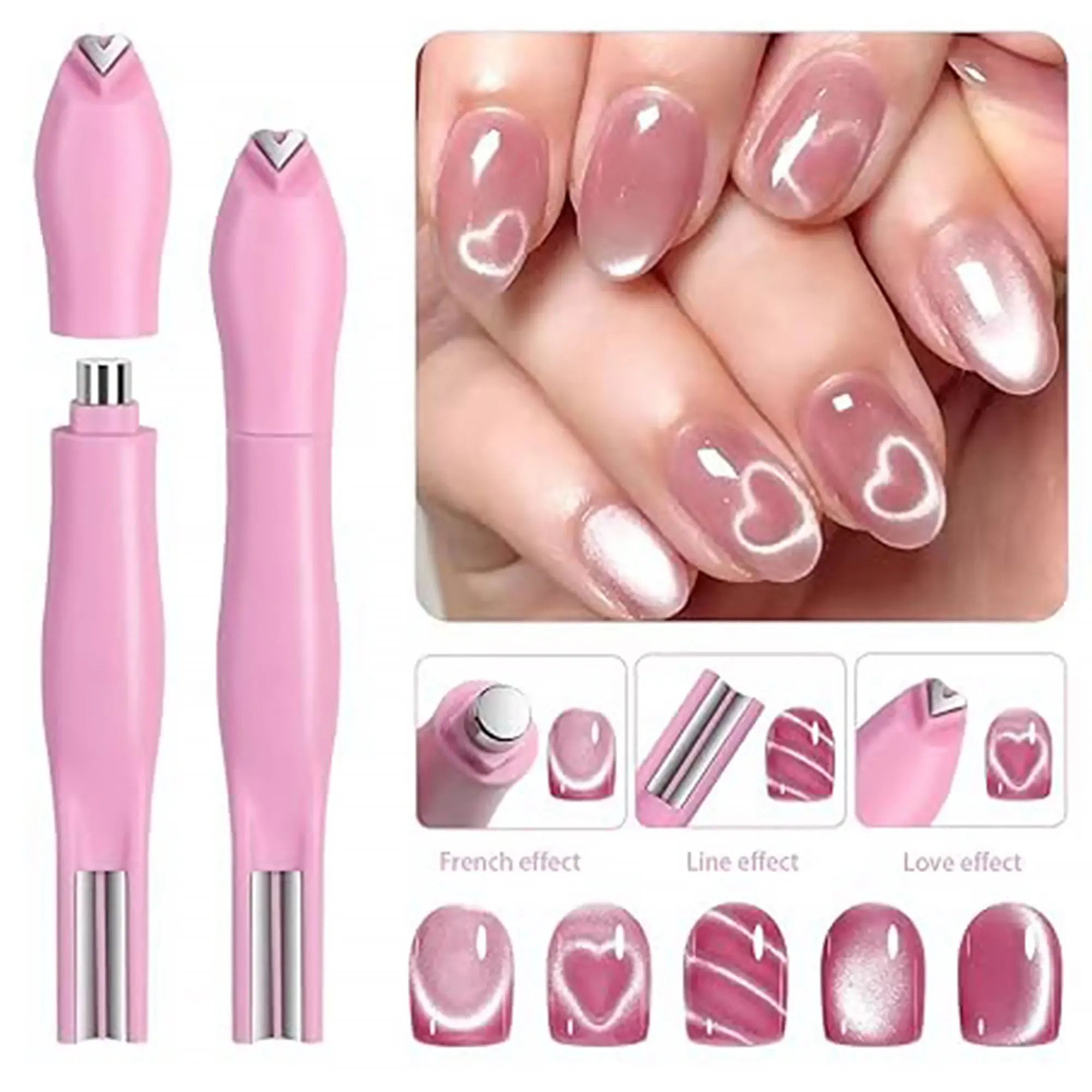 ネイルマグネットツール磁気ポリッシュキャットアイマグネットスティック超強力両頭マグネットワンドフラワーデザイン3DネイルアートDIY