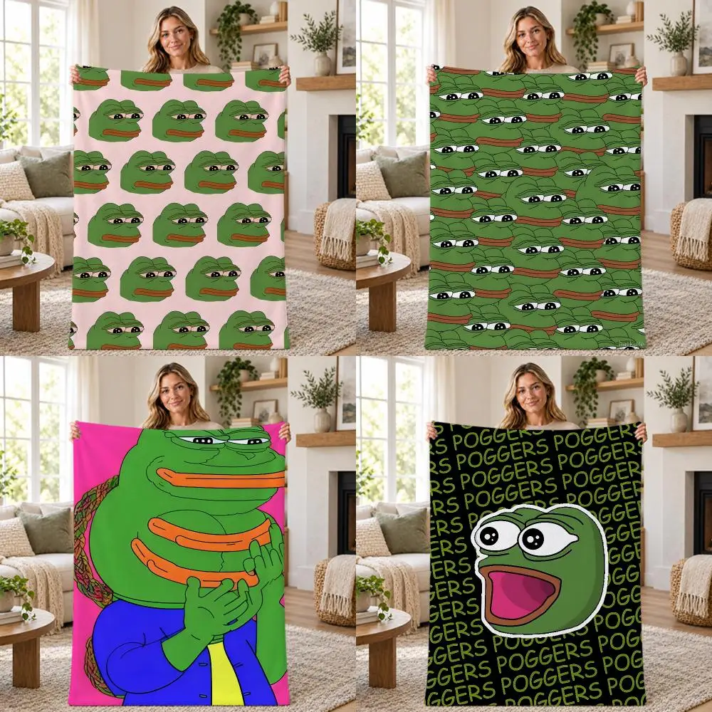 Meme Funny Internet Pepe Throw Soft Warm Flannel Throw Blanket for Sofa Bed Office Home Holiday Gift All Season