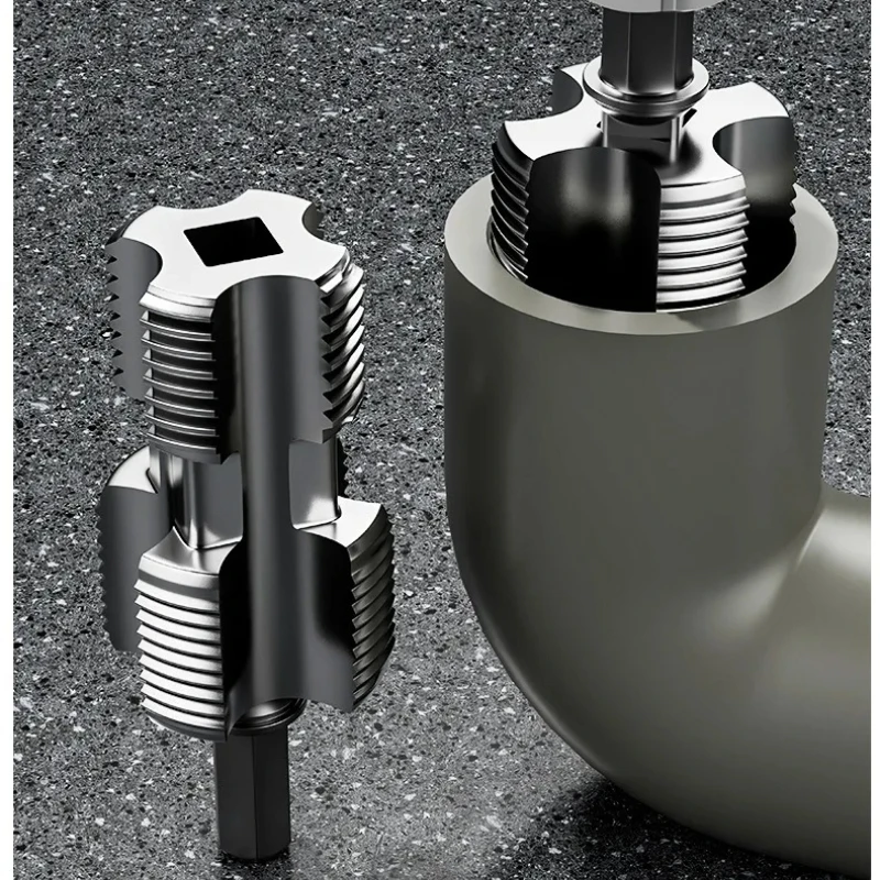 Pipe Threader Tool Internal External Threading Kit PPR PVC Drill Attachment Heavy Duty Die Set-Dual Function