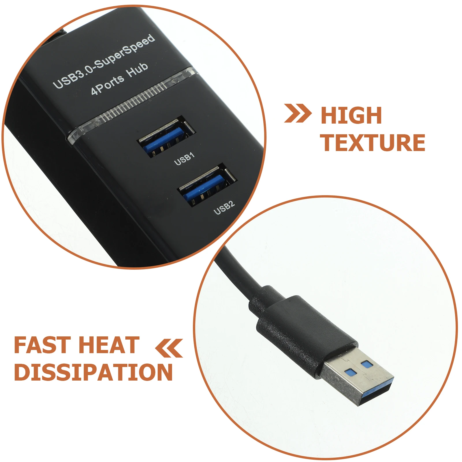 

1 pc 4 Port Usb 3.0 Hub High Speed 5Gbps Compact Plastic Abs Adapter Splitter For Laptop Flash Drive Mouse Keyboard Home Office