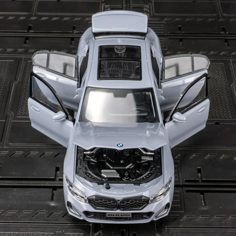 1:32 BMW M320i 자동차 모델 음향 광학 어린이 금속 6 도어 풀백 장난감 자동차 컬렉션 장식품