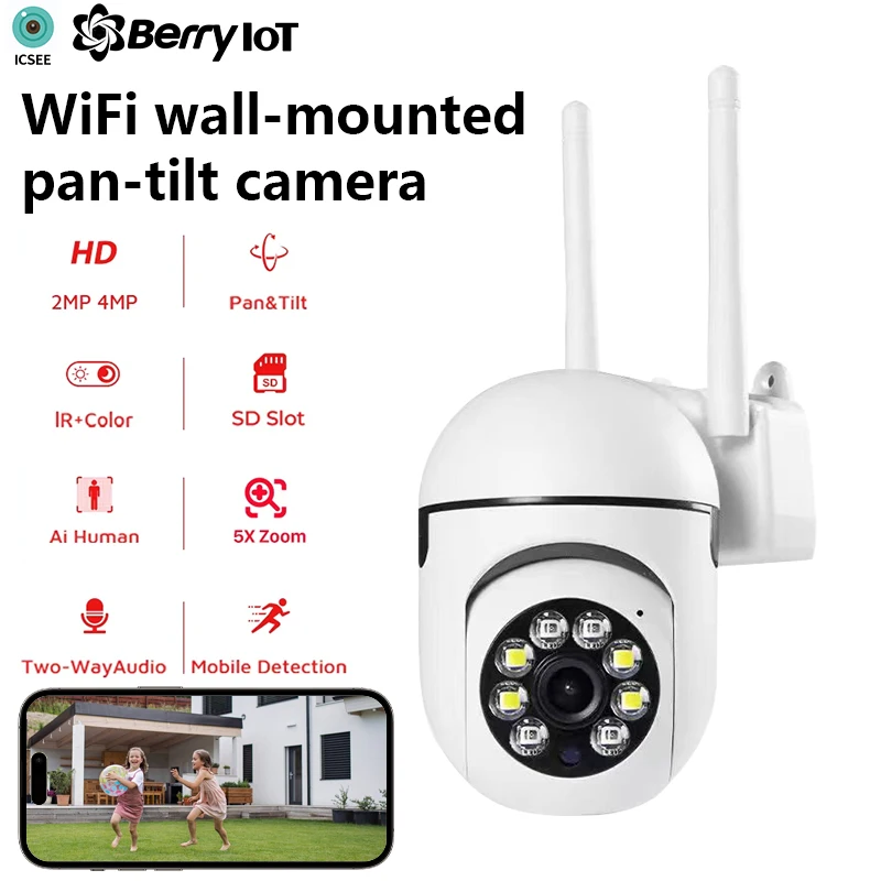 4MP 2K Mini WiFi PTZ Surveillance Camera | Human Detection, 5X Zoom, IP Camera, Home Security, Two-Way Audio, ICSEE App