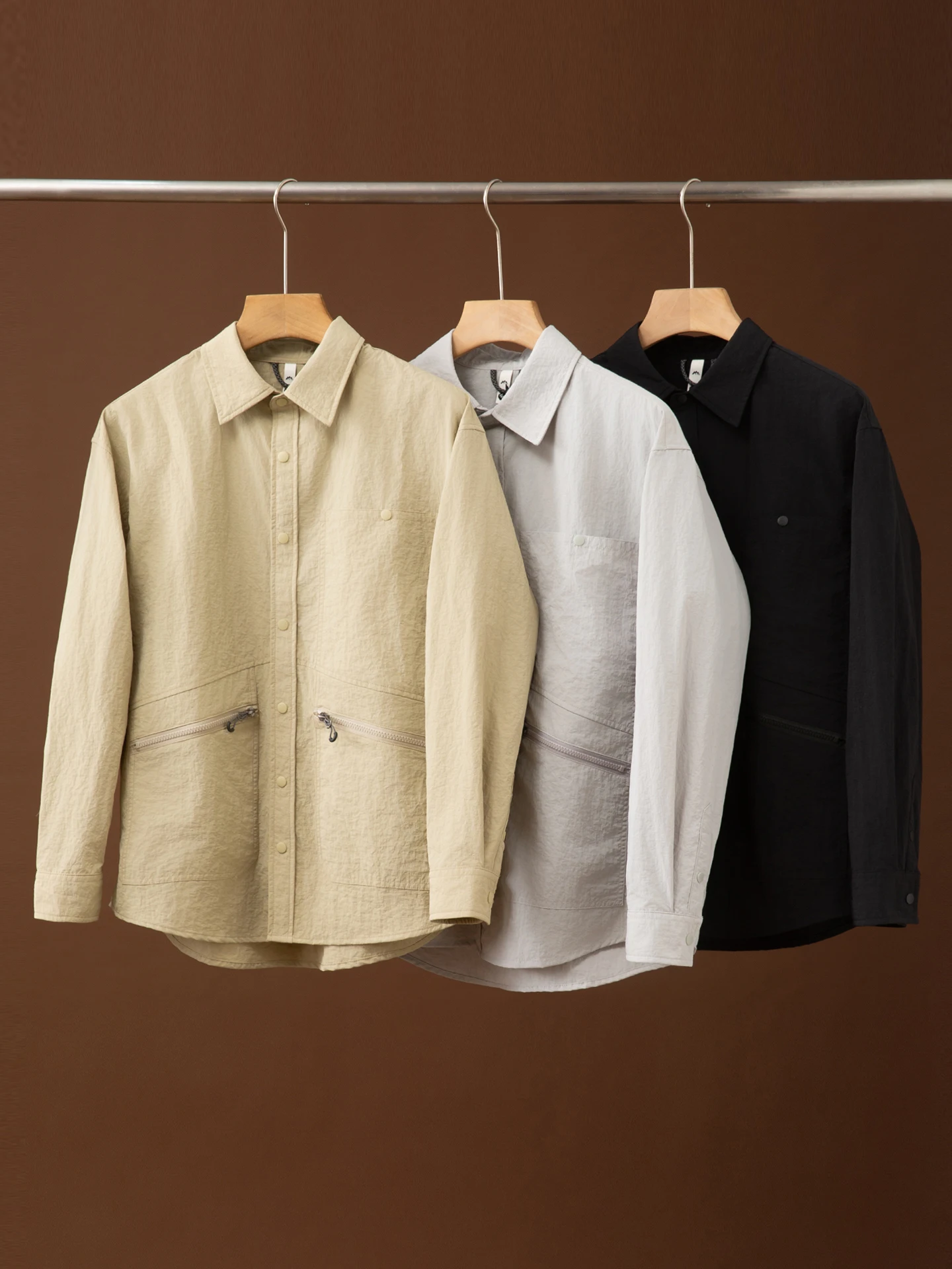 

Lightweight Outdoor Men's Long Sve irt Versatile Spring Autumn Thin Sle Casual Loose Fit Breathable Polyester Fiber
