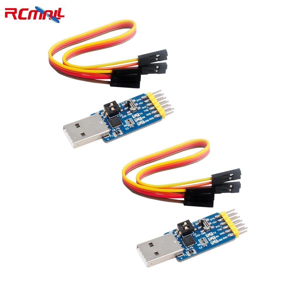 2Pcs CP2102 USB 2.0 to TTL 6-in-1 Serial Port Module Converter 485 232 Serial Adapter 3.3V/5V with Dupont Cable FZ2760