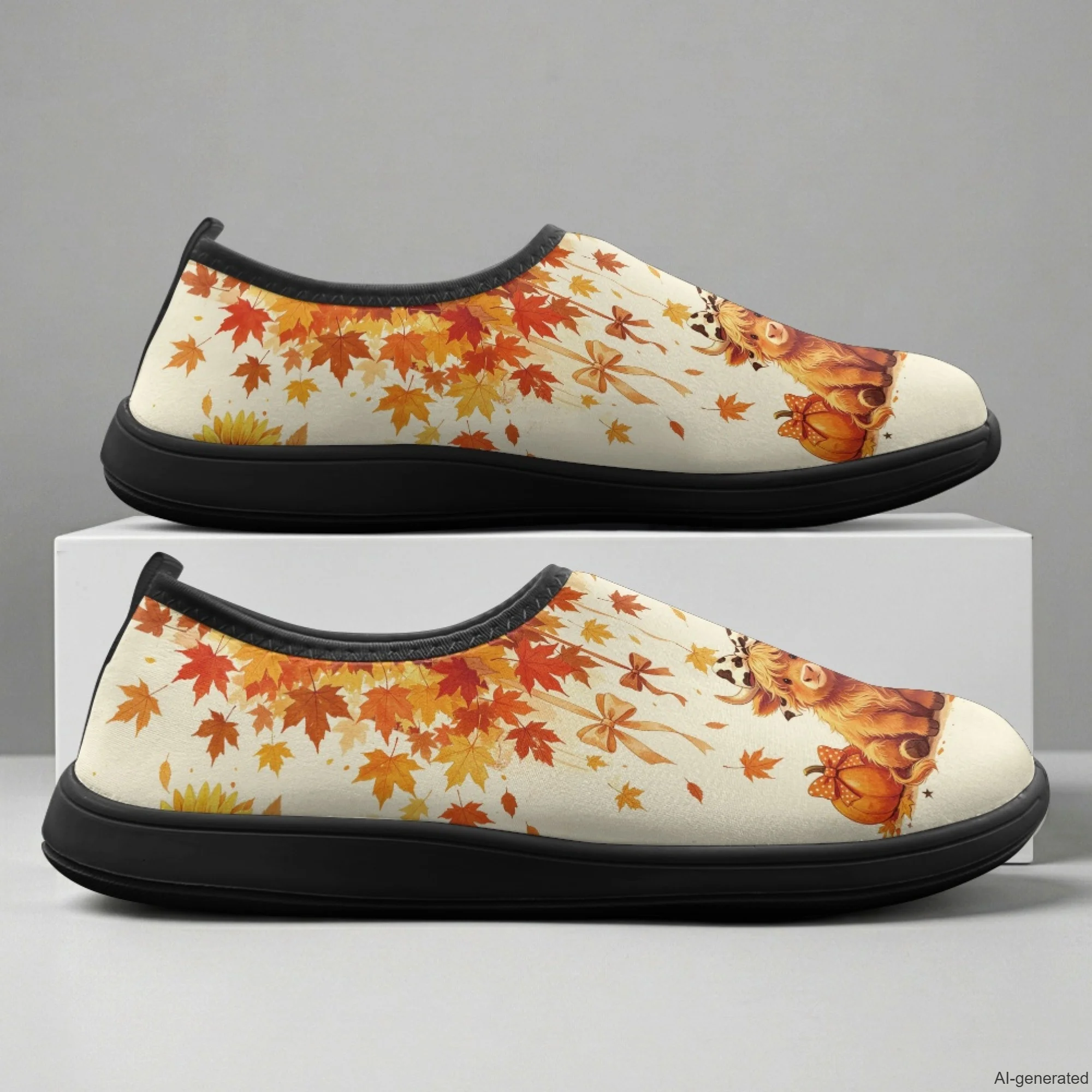 XIXIRIMIDO Highland Cow Print Walking Flats Polyester & EVA Casual Shoes Wide Width Barefoot Walking Shoes for Men