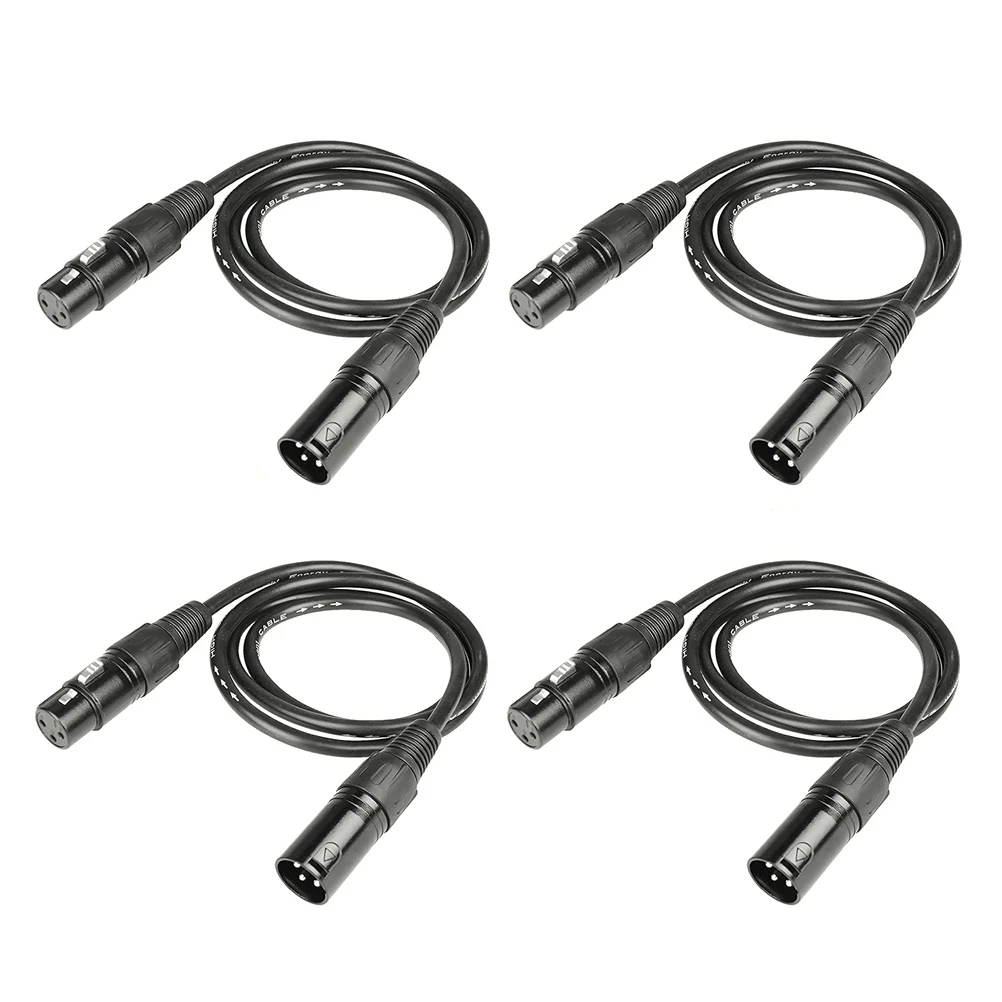 

4 PCS DMX512 Signal Line Lighting Control Cable Wire Male Stage Microphone Cord