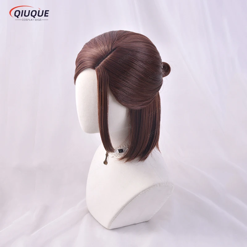 Game The Last of Us Ellie Cosplay Wig Brown Short Side Parting Styled Cosplay Wigs Heat Resistant Synthetic Hair + Free Wig Cap