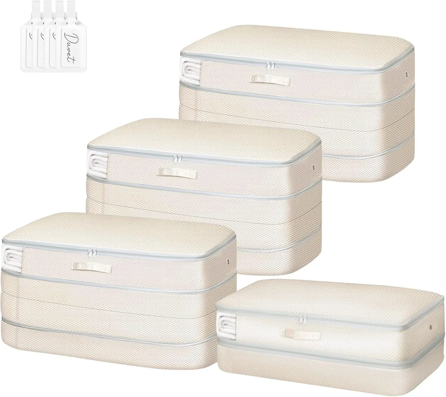 

Large Capacity Compression Storage Bags 4-Pack - Washable Space Saving Organizer for Comforter Blanket Pillow