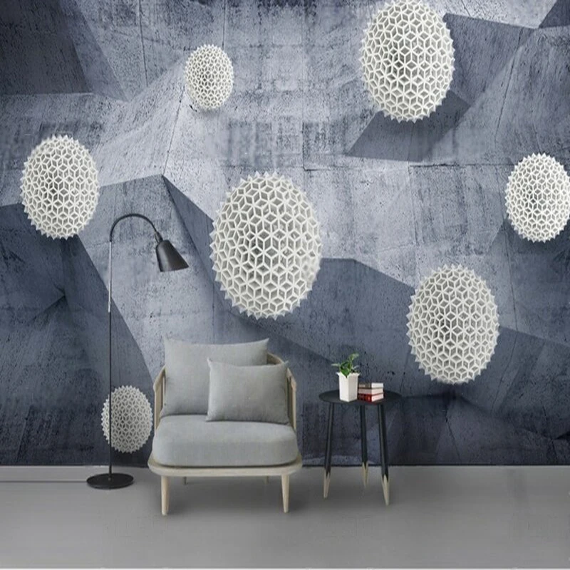 MU9193 White three-dimensional spherical 3D fresh pattern home decoration TV bedroom background decorative painting Paper