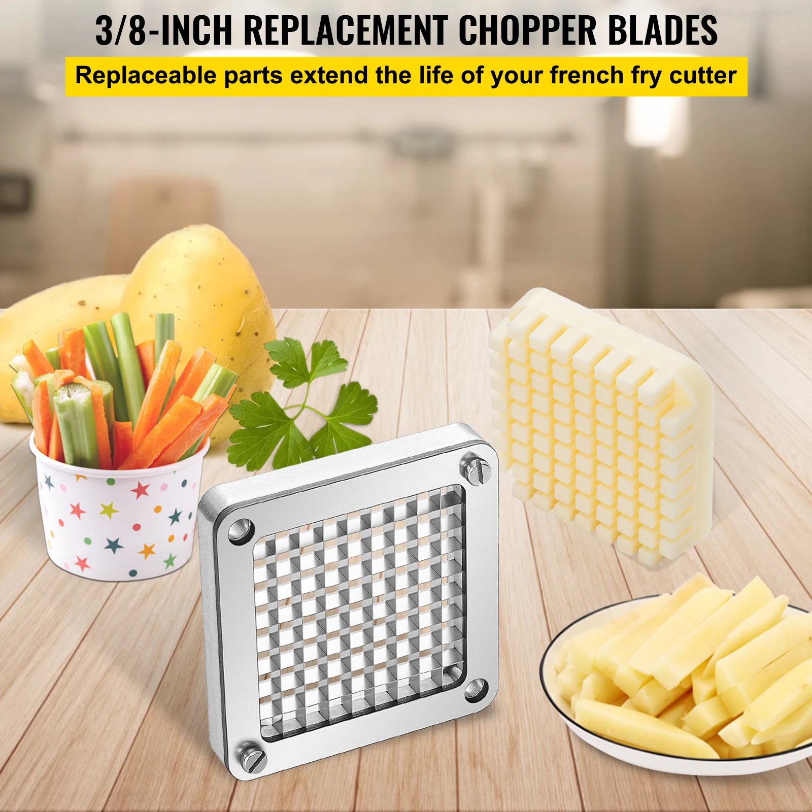 Vevor 3/8,1/4,1/2inch Pommes Frites Cutter mit Ersatz-Chopper-Klinge zum Schneiden von Kartoffeln Karotten Zwiebeln Gurken Pilze
