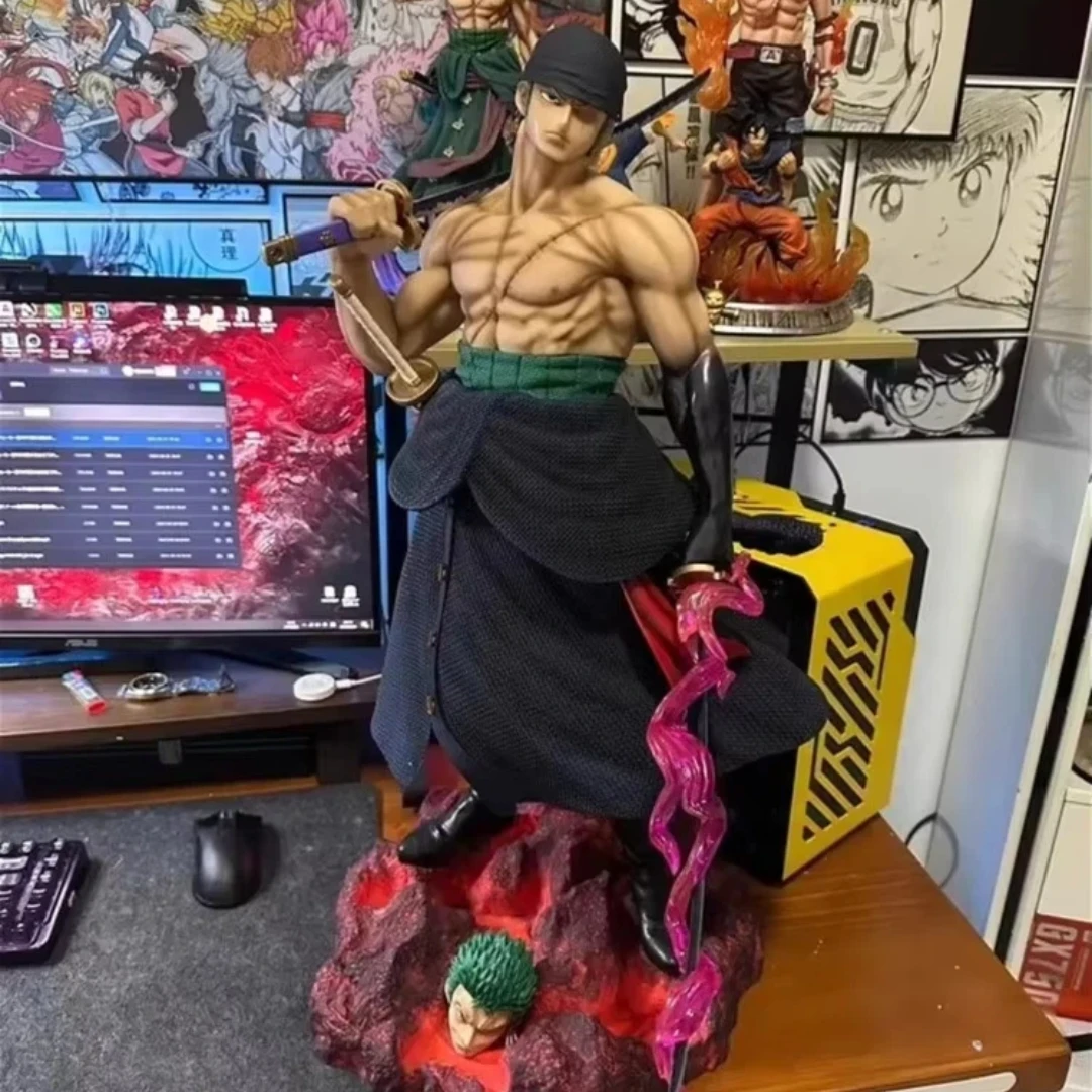 

70 см, цельная фигурка 1/3, Зоро с ножом, очень большая, Огненный Кулак Эйс, аниме-фигурка, модель, статуэтка GK, подарки на день рождения для мальчиков