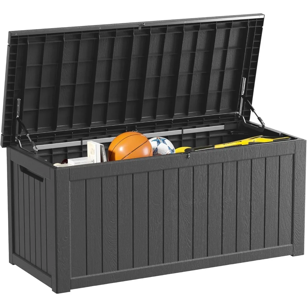 

270 gallon outdoor storage box waterproof lockable resin deck box large, patio storage bin for pool accessories cushion furnitur
