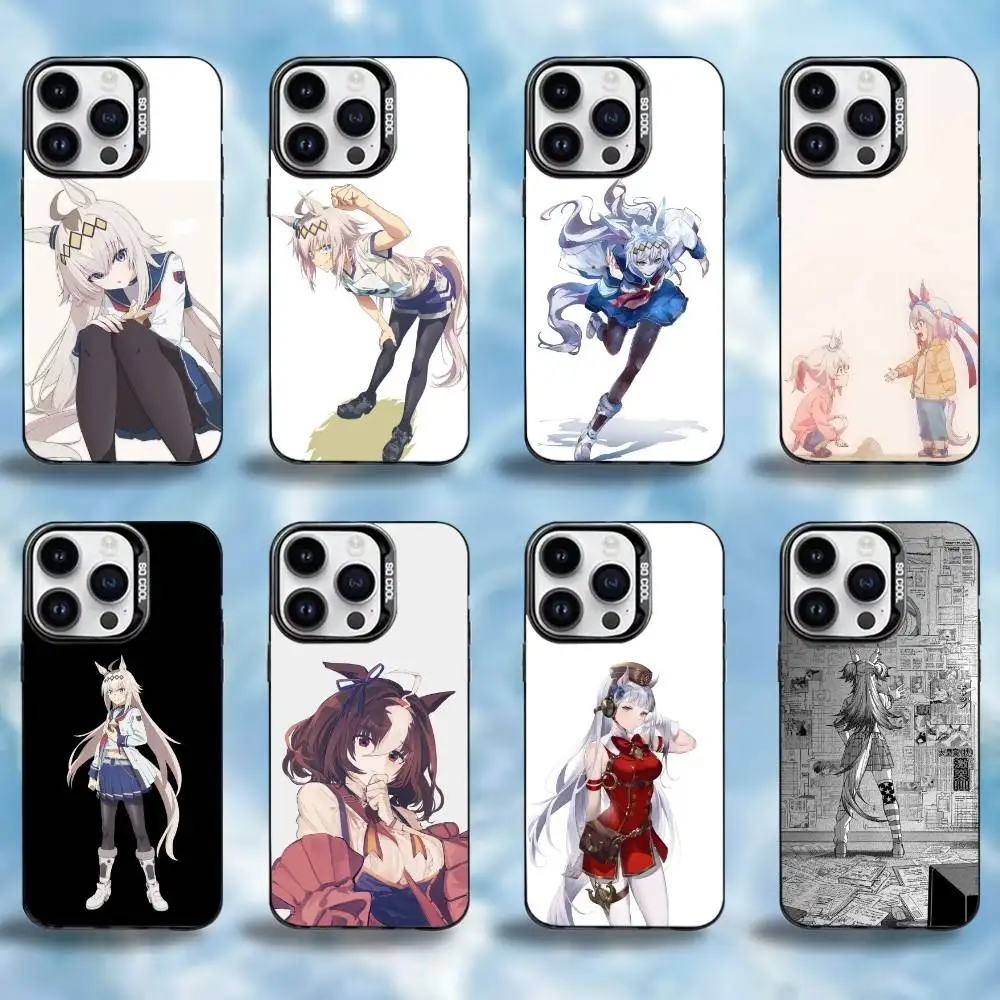 Uma Musume Cinderella Gray  Phone Case For iPhone17,16,15,14,13,12,11 Plus,Pro Max Black Border Silver  Plated Cover