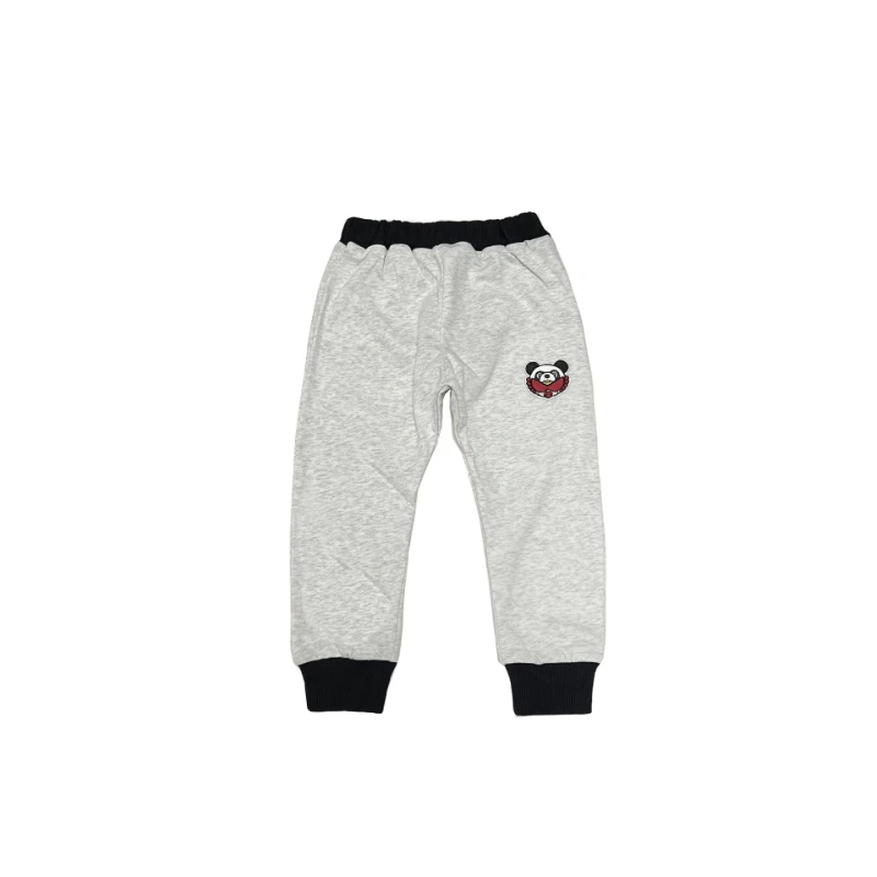 

Children's Long Pants 2025 New Style Black Ultra-Trendy Brand Embroidered Panda Color-Block Pants
