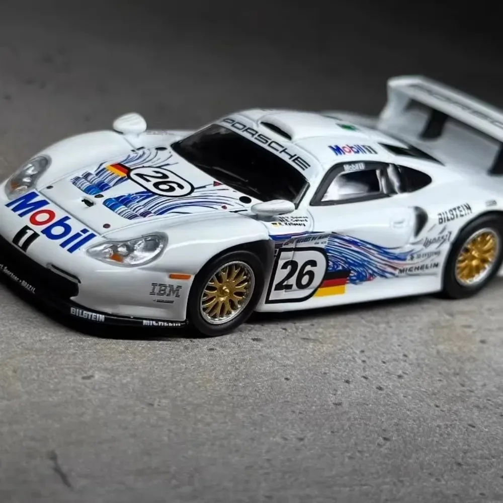 سباركي 1:64 حصريًا صغيرًا بورش 911 GT1 EVO 24h LE MANS 1997 H.J.STUCK - T.BOUTSEN # 25 # 26 لعبة نموذج سيارة مصنوعة من خليط معدني #4