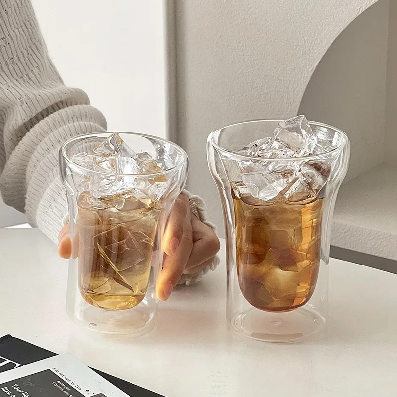 Double Glass Cup High Appearance Level Lady Household Clear Cold Tea Cup Water Heat Resistant High Borosilicate Coffee Cup