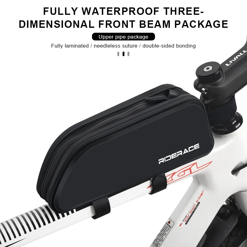 RIDERACE Bike Top Tube Bag Portable TPU Rainproof Bicycle Handlebar Front Bag Road Cycling Accessories Waterproof MTB Gravel view 4