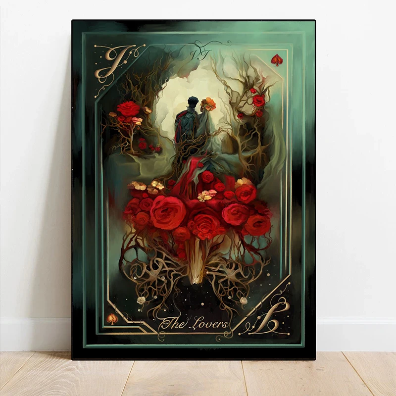 Cosmos Tarot Card Moon Sun Heart Posters Golden Carroll Magic Canvas Printing Prints Wall Art Picture for Living Room Home Decor