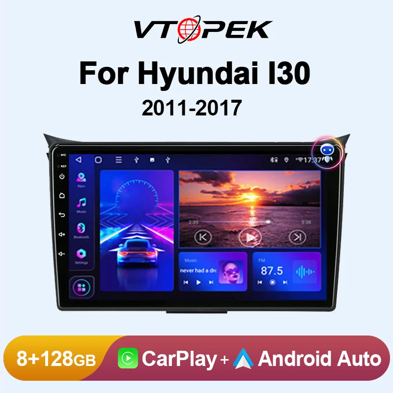 

Vtopek 2 Din Android 12 Car Radio Hyundai I30 Elantra GT 2012 2013 2014 2015 2016 Multimedia Player Carplay Auto Stereo GPS DVD