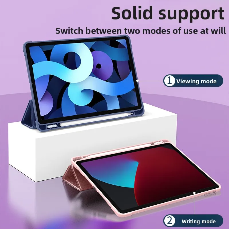 متوافق مع حافظة Apple iPad 11 مقاس 10.2 بوصة مع فتحة قلم Pro Silicone Air 4 حافظة جلدية ناعمة صغيرة 7