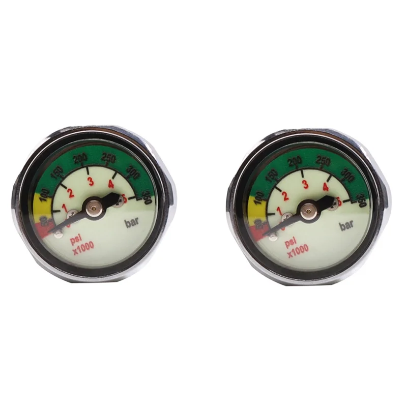 2Pcs Scuba Diving Pony Bottle Pressure Gauge 1 Inch Face 350 BAR/5000 PSI 7/16Inch-20UNF Threads HOT