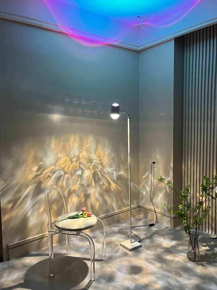 Water ripple pattern living room desk lamp Internet celebrity dual head floor lamp Live broadcast room background sunset light