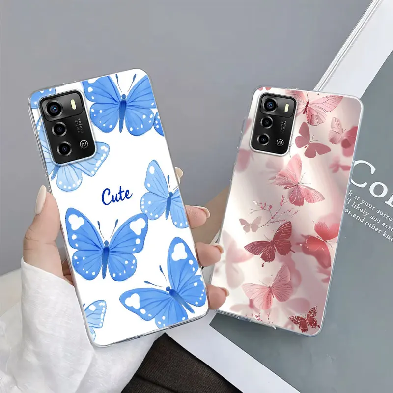 Para ZTE V30 Vita V40 diseño 4G V41 Smart Vita funda para ZTE Blade V40 Vita mármol transparente funda de teléfono de silicona suave Fundas de gato