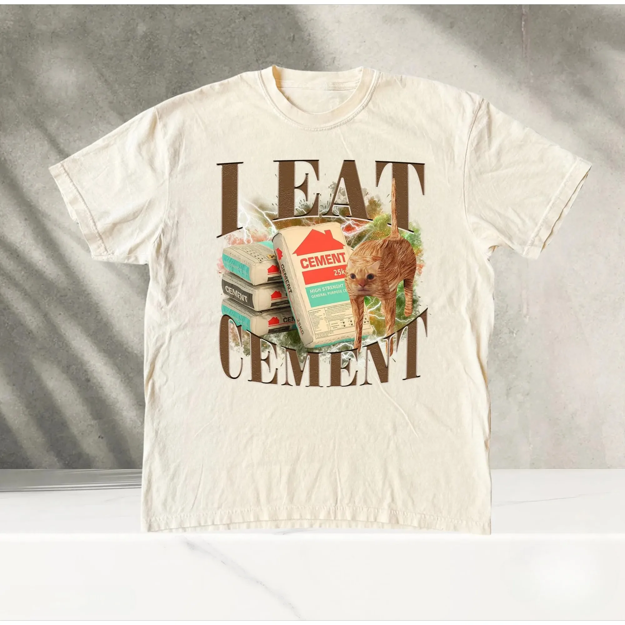 

Винтажная забавная мужская футболка Unhinged I Eat Cement, хлопковая уличная футболка Stupid Oddly Specific, комфортные цвета, топ большого размера без секса