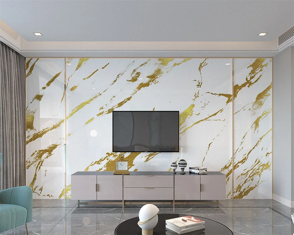 

beibehang Custom papier peint imitation marble pattern hotel golden luxury decoration front desk tooling background wallpaper