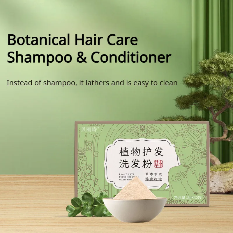 Botanical Shampoo Powder Pure Botanical Shampoo Powder Foaming Hair Therapy Pack Medicated Tea Bran Silicone Free Hair Wash Kit