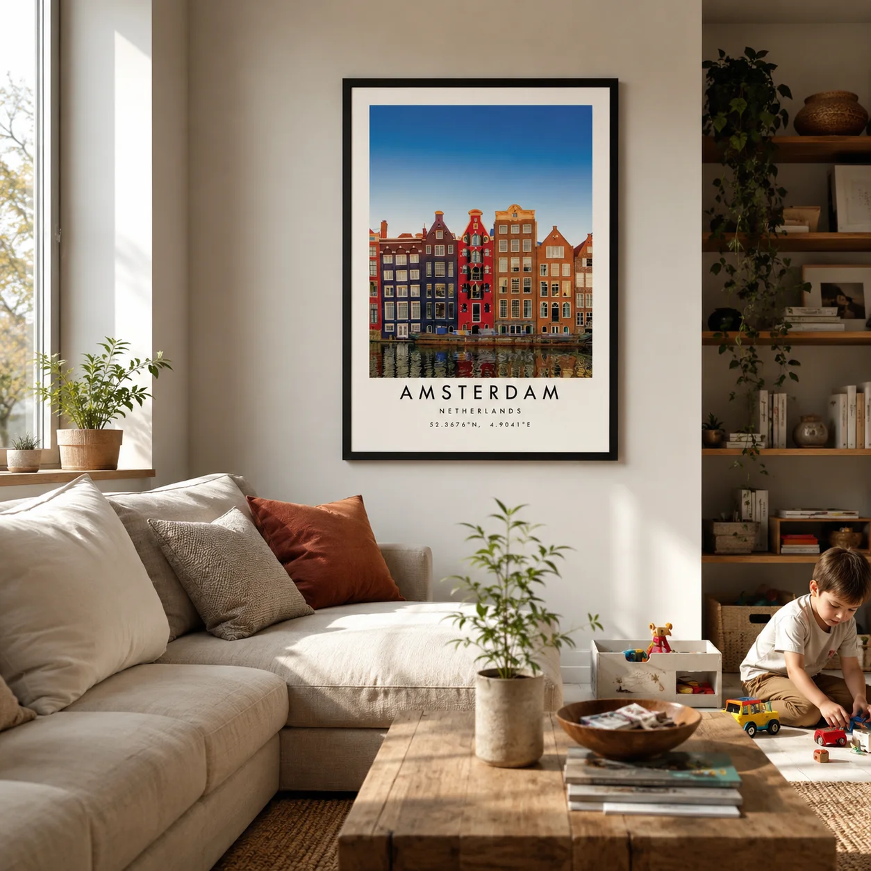 Amsterdam Colour Travel Print,Vibrant Home Decor,Canvas Wall Print,High‑Grade Home Decoration Artwork for Bedroom,Living Room