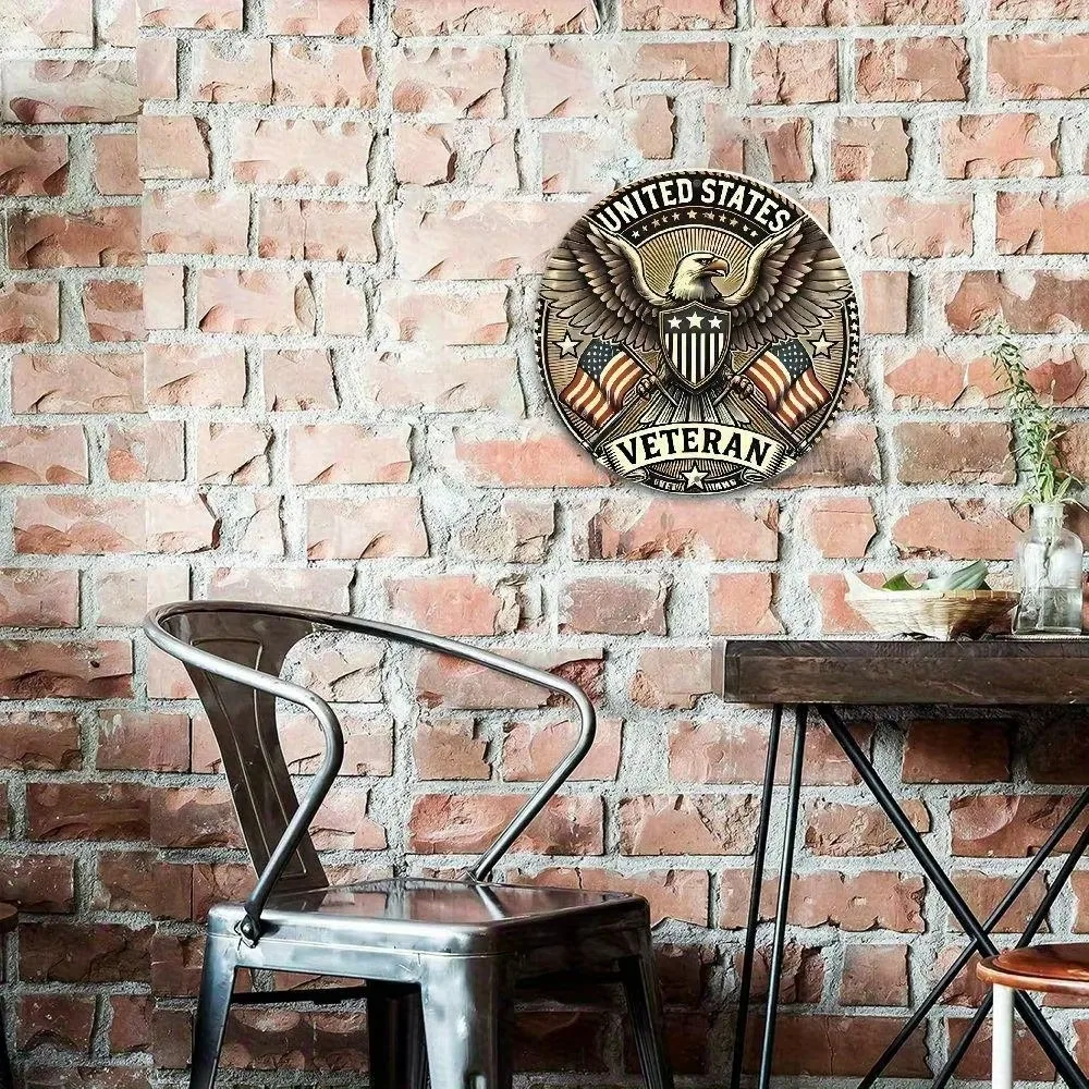 

Eagle Veteran Badge Multi-purpose Home and Garage Decoration, No Electricity Needed, Unique Gift Idea