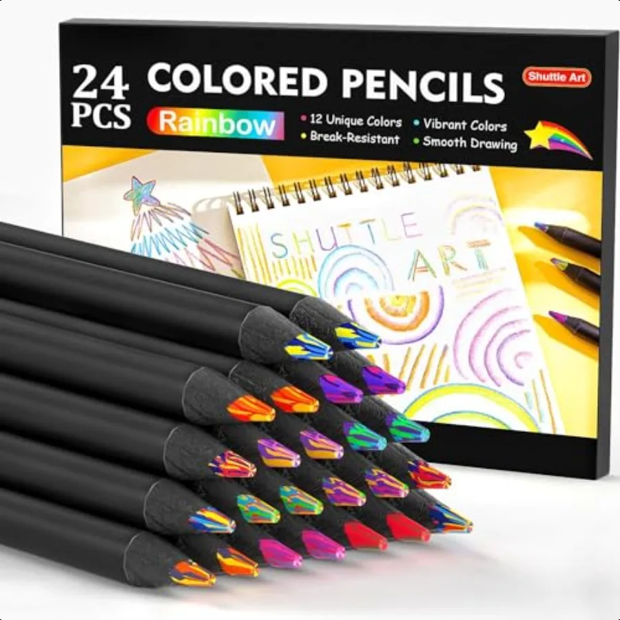 

24 PCS Rainbow Pencils 12 Assorted Colors 2 of Each Presharpened Rainbow Colored Pencils Multicolored Pencils for and Adults Co