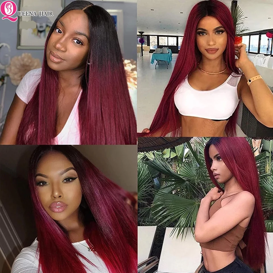 Straight Human Hair Bundles With Closure 1B/27 Honey Blonde Ombre Bundles With Closure Remy Straight Bundles With Closure 10A