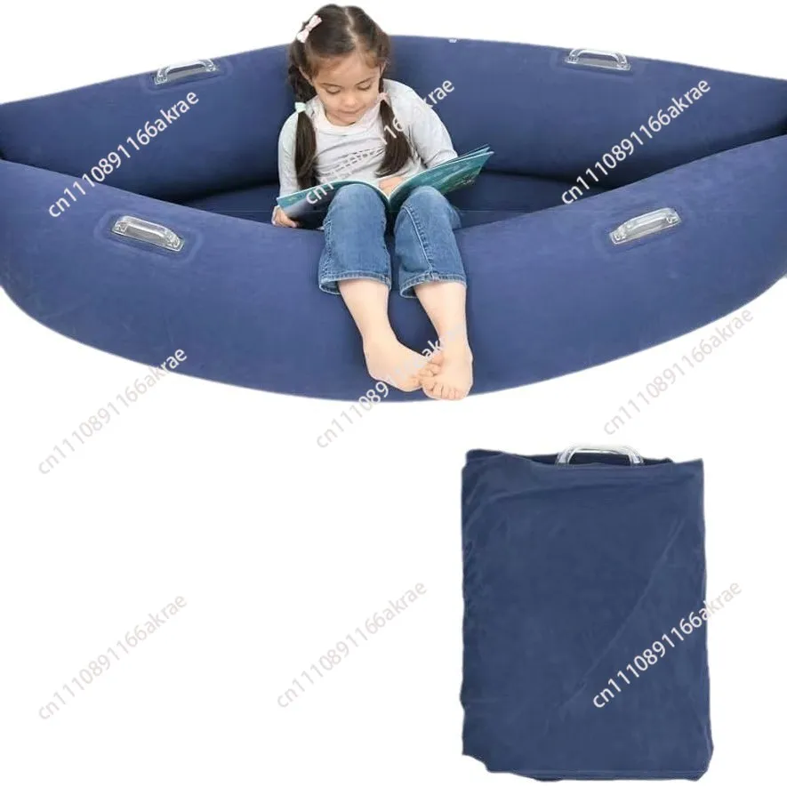 for Manufacturer spot PVC inflatable pod lazy sofa flocked pea pod inflatable recliner sofa cushion