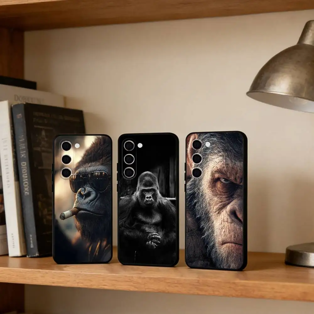 

M-Monkey G-Gorilla Art Design Phone Case For Samsung Galaxy A73,21,22,32,71,53,52,51,80,5G Soft Black Cover